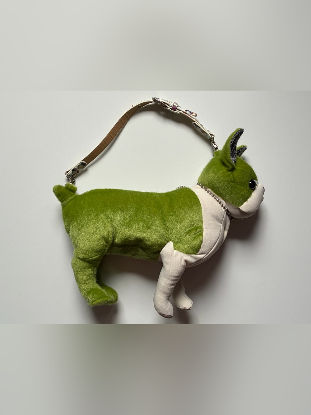 VERY RARE Green Fuzzy Nation French Bulldog Plush Handbag